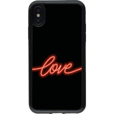 Coque iPhone X / Xs - Gel noir Valentine 2023 neon love