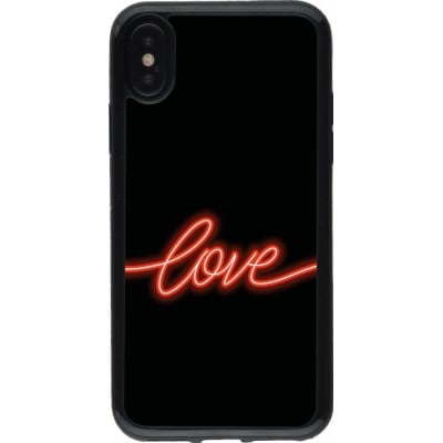 Coque iPhone X / Xs - Gel noir Valentine 2023 neon love