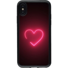 Coque iPhone X / Xs - Gel noir Valentine 2023 single neon heart