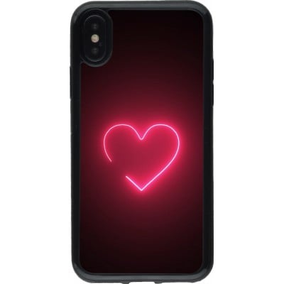 Coque iPhone X / Xs - Gel noir Valentine 2023 single neon heart