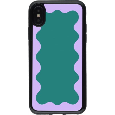 Coque iPhone X / Xs - Gel noir Wavy Rectangle Green Purple