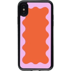 Coque iPhone X / Xs - Gel noir Wavy Rectangle Orange Pink