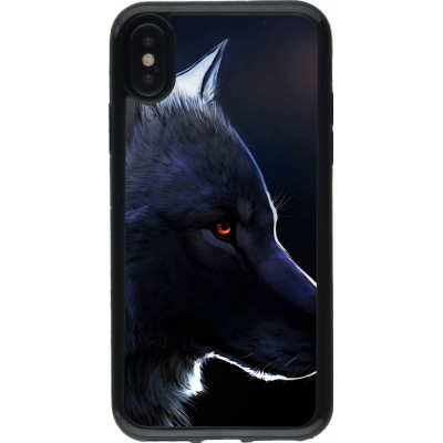 Coque iPhone X / Xs - Gel noir Wolf Shape