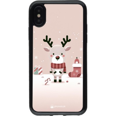 Coque iPhone X / Xs - Gel noir Noël 2023 Choupinette Renne