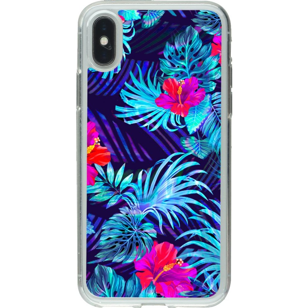 Coque iPhone X / Xs - Gel transparent Blue Forest