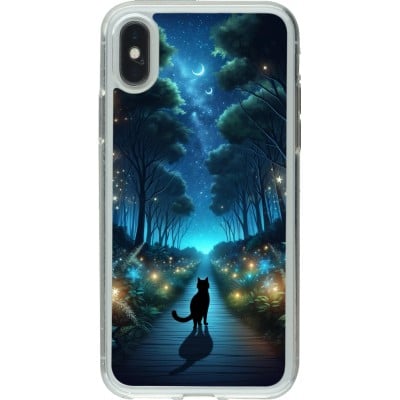 Coque iPhone X / Xs - Gel transparent Chat noir promenade