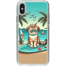 Coque iPhone X / Xs - Gel transparent Chat Surf Style