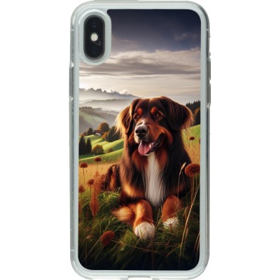 Coque iPhone X / Xs - Gel transparent Chien Campagne Suisse