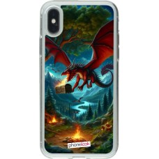 Coque iPhone X / Xs - Gel transparent Dragon Volant Forêt Trésor