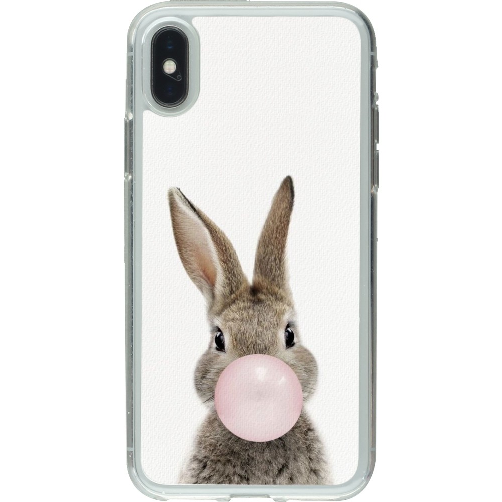 Coque iPhone X / Xs - Gel transparent Easter 2023 bubble gum bunny