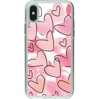 Coque iPhone X / Xs - Gel transparent Easter 2023 pink hearts