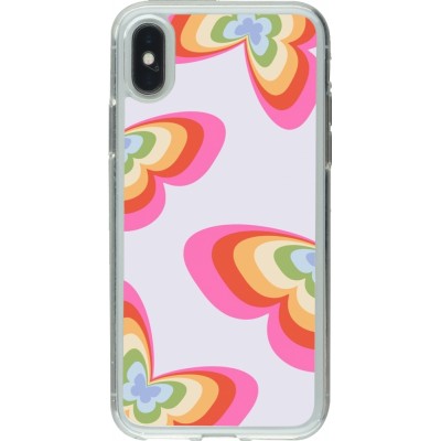 Coque iPhone X / Xs - Gel transparent Easter 2024 rainbow butterflies