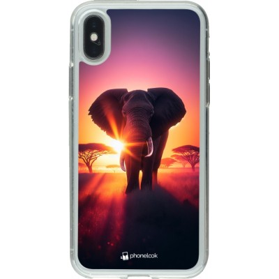 Coque iPhone X / Xs - Gel transparent Elephant Sunrise Beauty