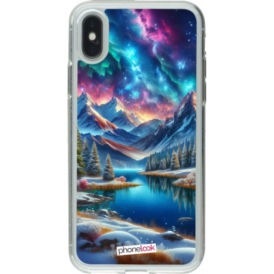 Coque iPhone X / Xs - Gel transparent Fantasy Mountain Lake Sky Stars