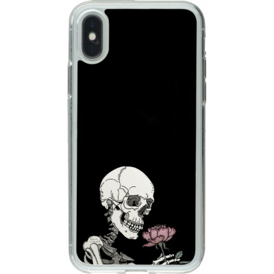 Coque iPhone X / Xs - Gel transparent Halloween 2023 rose and skeleton