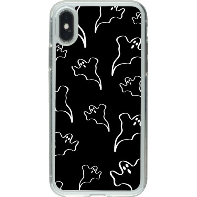 Coque iPhone X / Xs - Gel transparent Halloween 2024 black and white ghosts