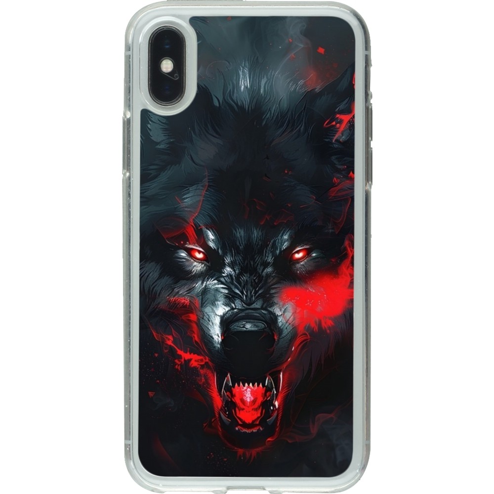 Coque iPhone X / Xs - Gel transparent Halloween 2024 mad werewolf