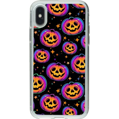 Coque iPhone X / Xs - Gel transparent Halloween 2024 rainbow pumpkins