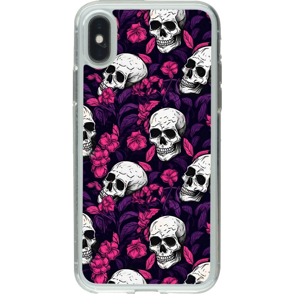 Coque iPhone X / Xs - Gel transparent Halloween 2024 romantic skulls