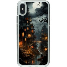 Coque iPhone X / Xs - Gel transparent Halloween 2024 scary town