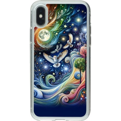 Coque iPhone X / Xs - Gel transparent hibou volant floral