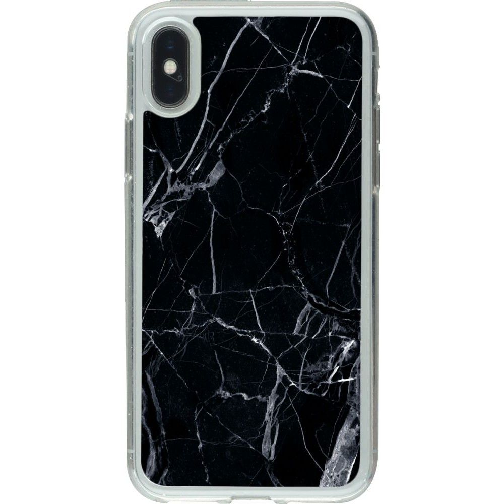 Coque iPhone X / Xs - Gel transparent Marble Black 01