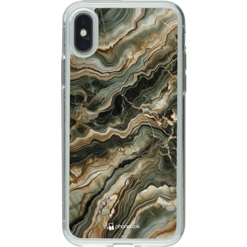 Coque iPhone X / Xs - Gel transparent Marbre Olive