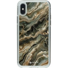 Coque iPhone X / Xs - Gel transparent Marbre Olive