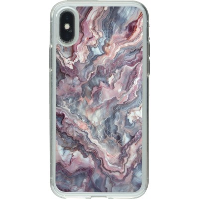 Coque iPhone X / Xs - Gel transparent Marbre violette argentée