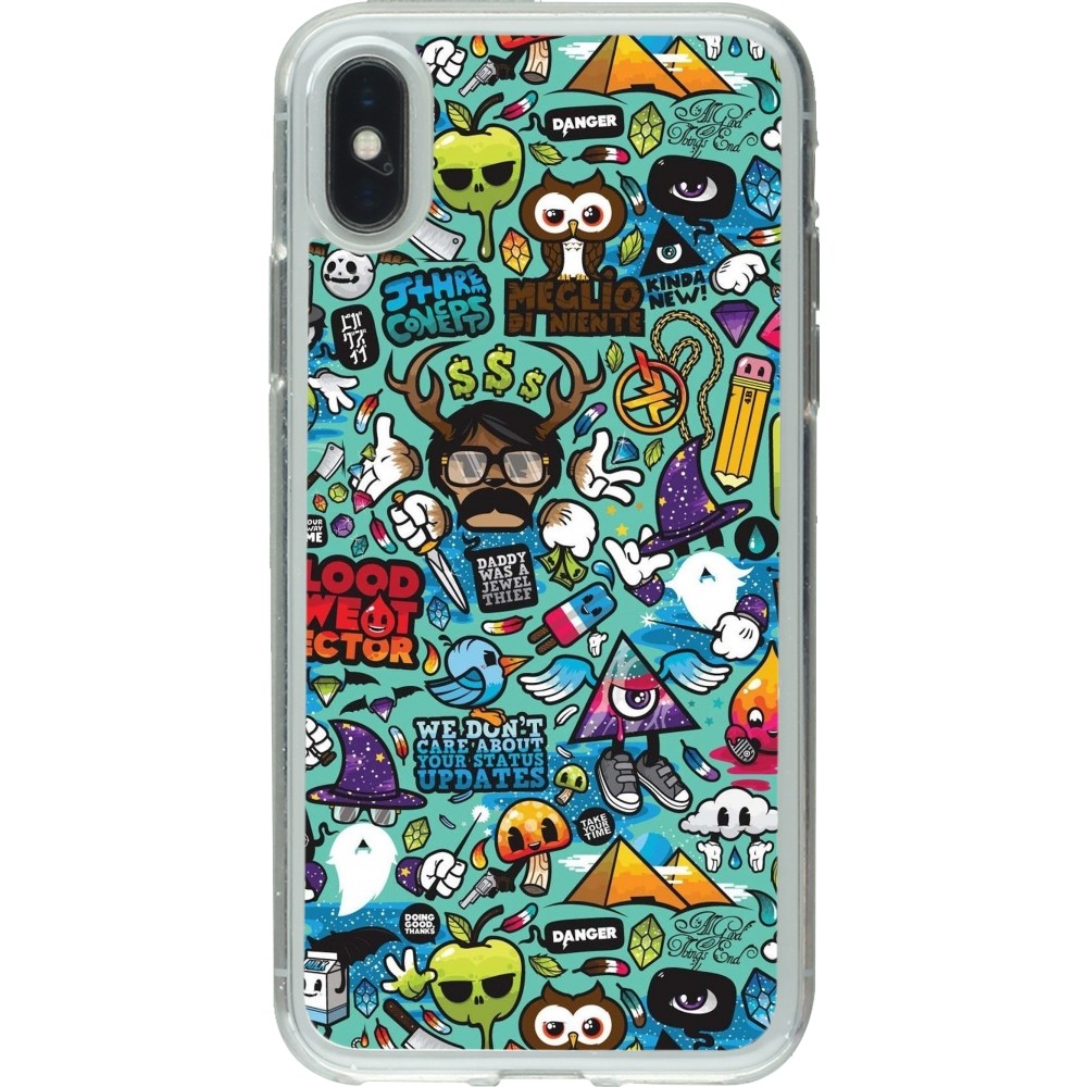 Coque iPhone X / Xs - Gel transparent Mixed Cartoons Turquoise