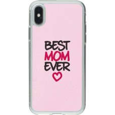 Coque iPhone X / Xs - Gel transparent Mom 2023 best Mom ever pink