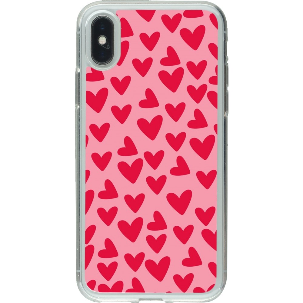 Coque iPhone X / Xs - Gel transparent Mom 2024 petits coeurs