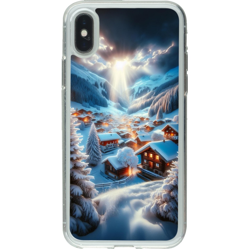 Coque iPhone X / Xs - Gel transparent Mont Neige Lumière