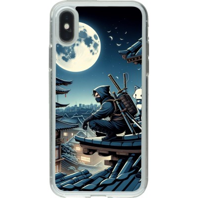 Coque iPhone X / Xs - Gel transparent Ninja sous la lune