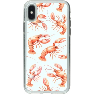 Coque iPhone X / Xs - Gel transparent Pattern de homards pastels