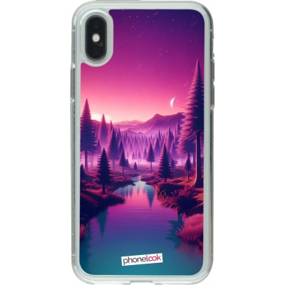 Coque iPhone X / Xs - Gel transparent Paysage Violet-Rose