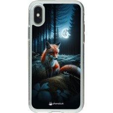 Coque iPhone X / Xs - Gel transparent Renard lune forêt