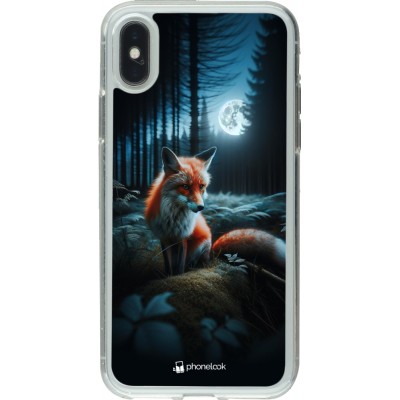 Coque iPhone X / Xs - Gel transparent Renard lune forêt