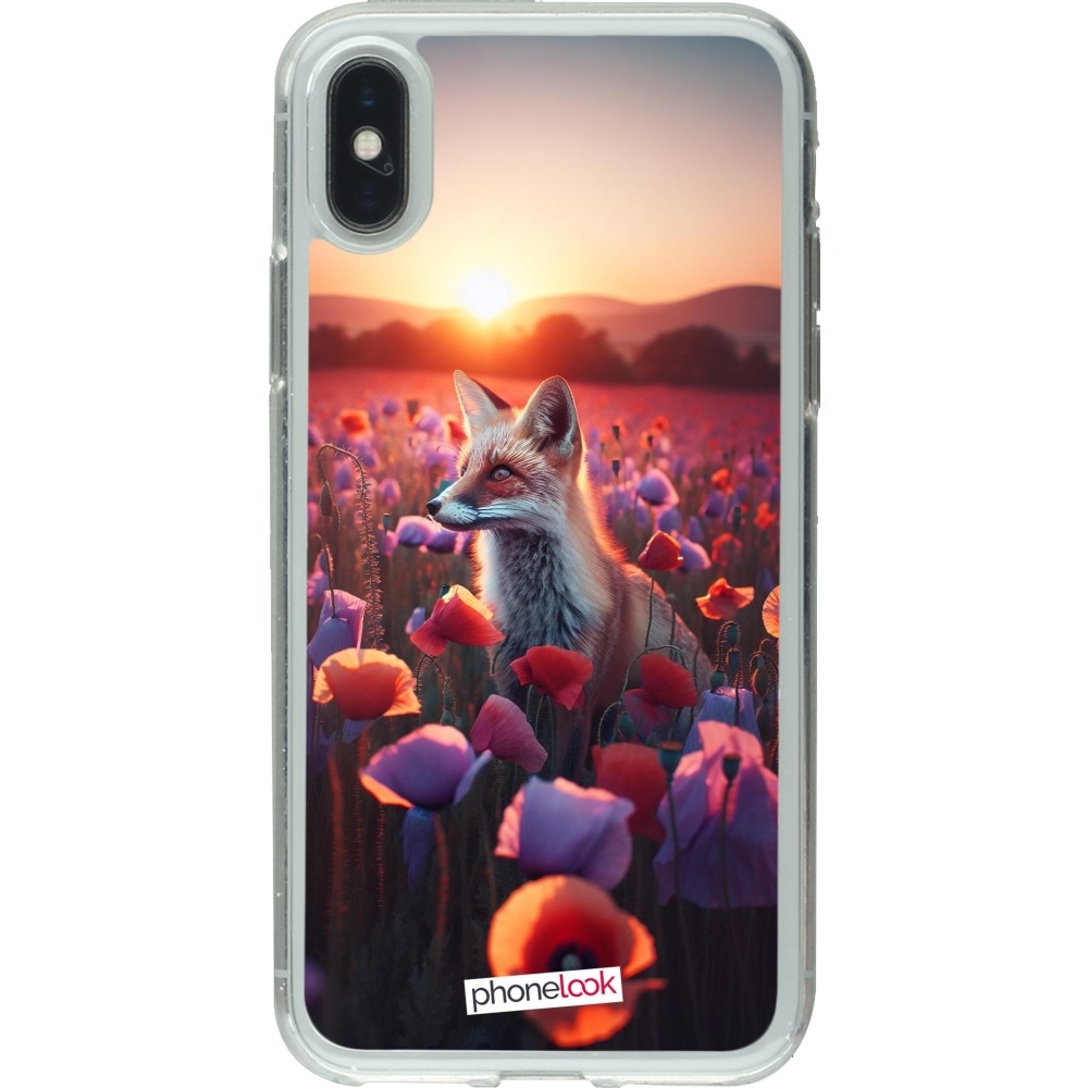 Coque iPhone X / Xs - Gel transparent Renard pourpre au crépuscule