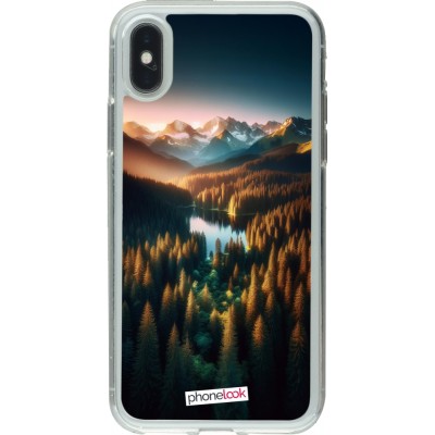 Coque iPhone X / Xs - Gel transparent Sunset Forest Lake