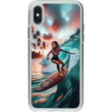 Coque iPhone X / Xs - Gel transparent Surfeuse Balinaise