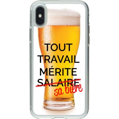 Coque iPhone X / Xs - Gel transparent Tout travail mérite sa bière