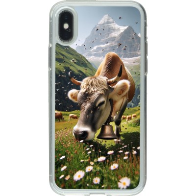 Coque iPhone X / Xs - Gel transparent Vache montagne Valais