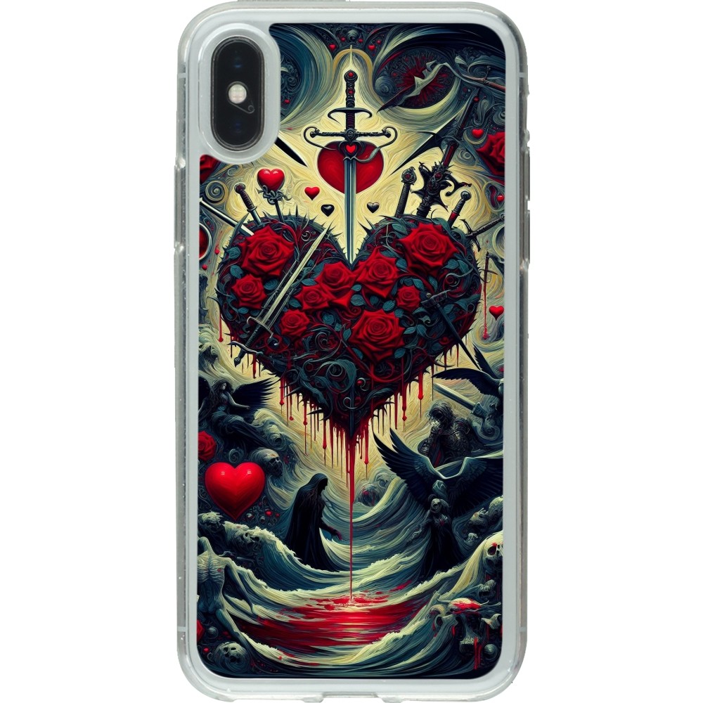 Coque iPhone X / Xs - Gel transparent Dark Love Coeur Sang