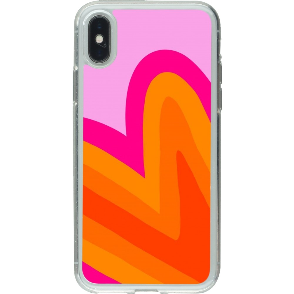 Coque iPhone X / Xs - Gel transparent Valentine 2024 heart gradient