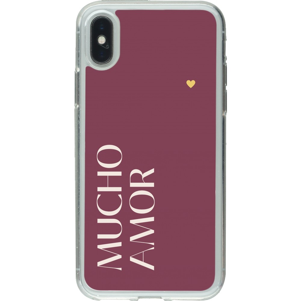 Coque iPhone X / Xs - Gel transparent Valentine 2024 mucho amor rosado