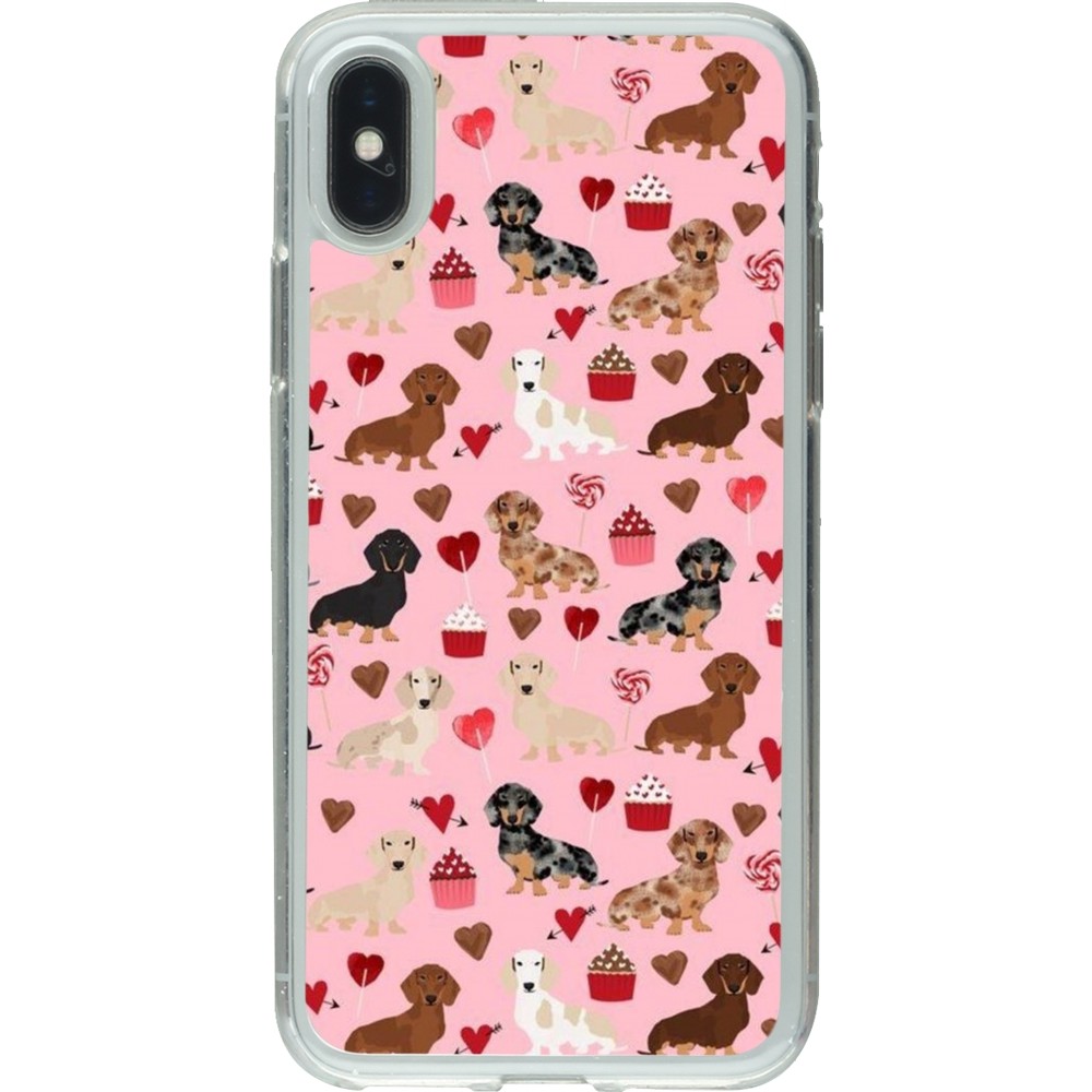 Coque iPhone X / Xs - Gel transparent Valentine 2024 puppy love