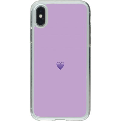 Coque iPhone X / Xs - Gel transparent Valentine 2023 purpule single heart