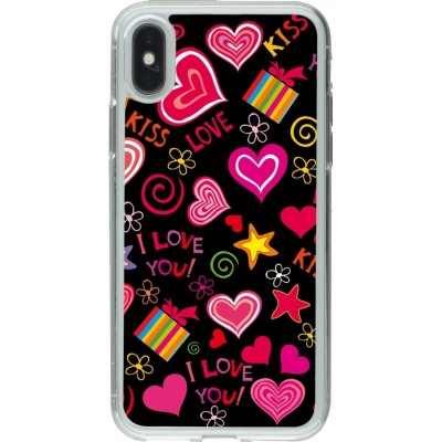 Coque iPhone X / Xs - Gel transparent Valentine 2023 love symbols