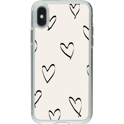 Coque iPhone X / Xs - Gel transparent Valentine 2023 minimalist hearts